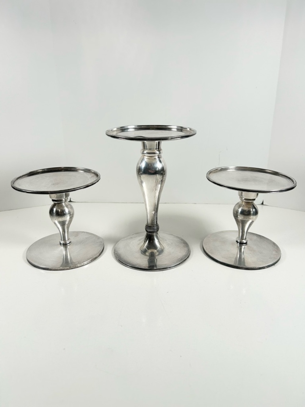 Pottery Barn Silver Pedestal Display Trio